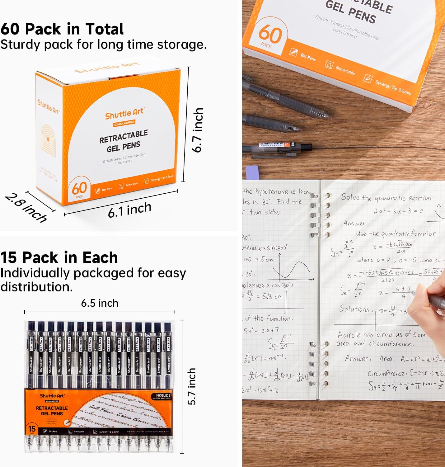 Shuttle Art Black Gel Pens, In - Gel Ink Pen Set 评论和价格