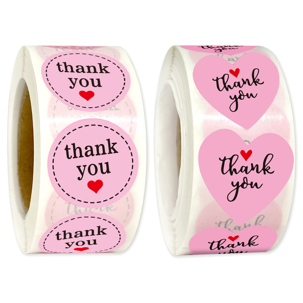 JCAC 500pcs/roll Pink Round He - Sticker Label Roll 评论和价格