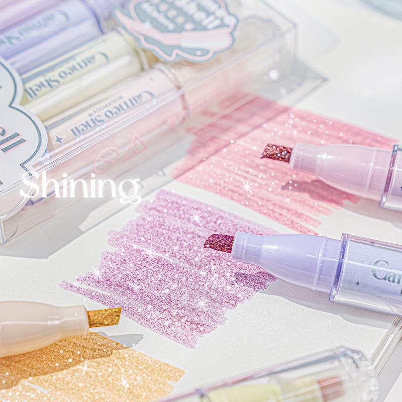 4 Colors/Set Glitter Highlight - Highlighter Set Pastel 评论和价格